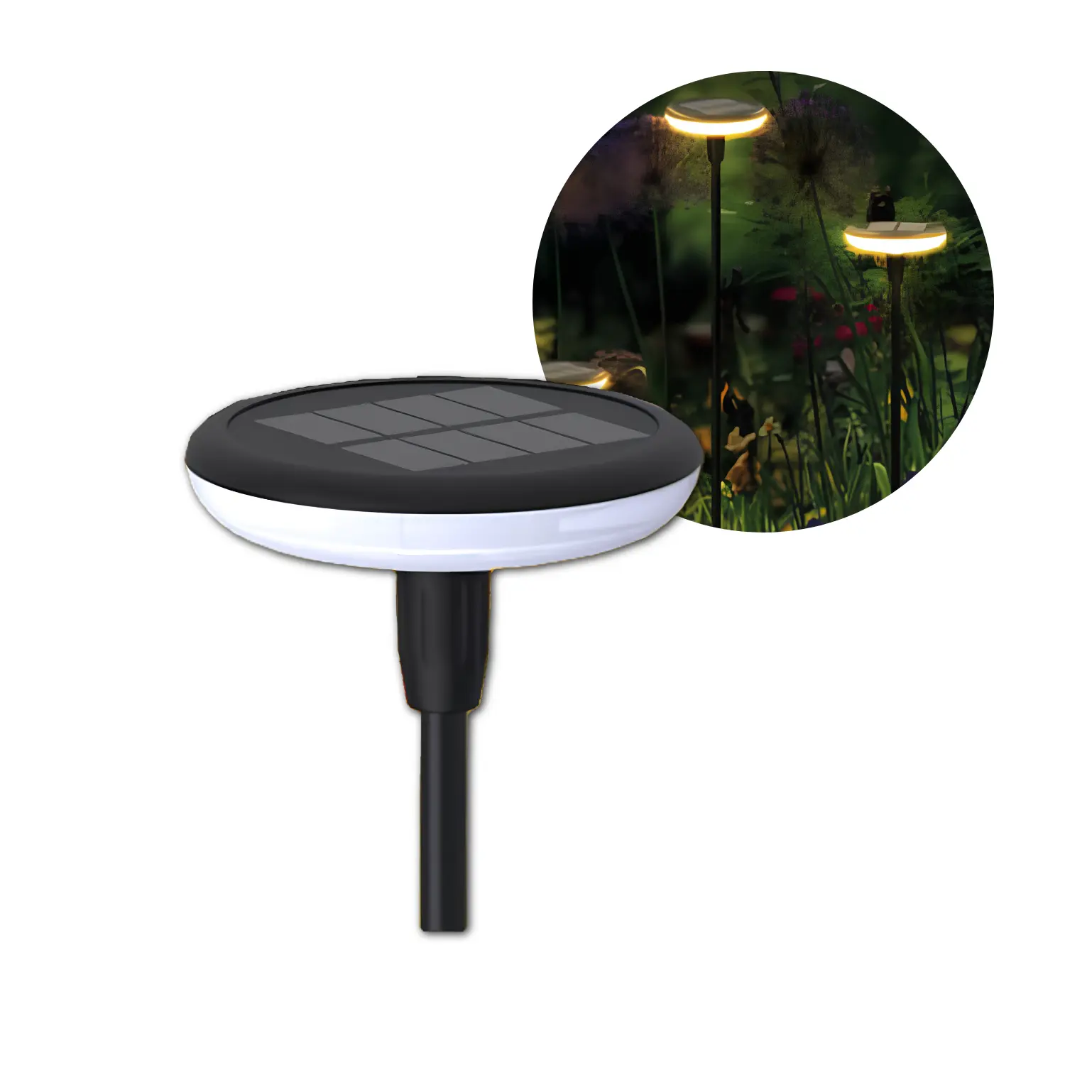 Solcelle Havelampe med Spyd | 4000K | 25lm | IP65 | SLO-3 | Sort