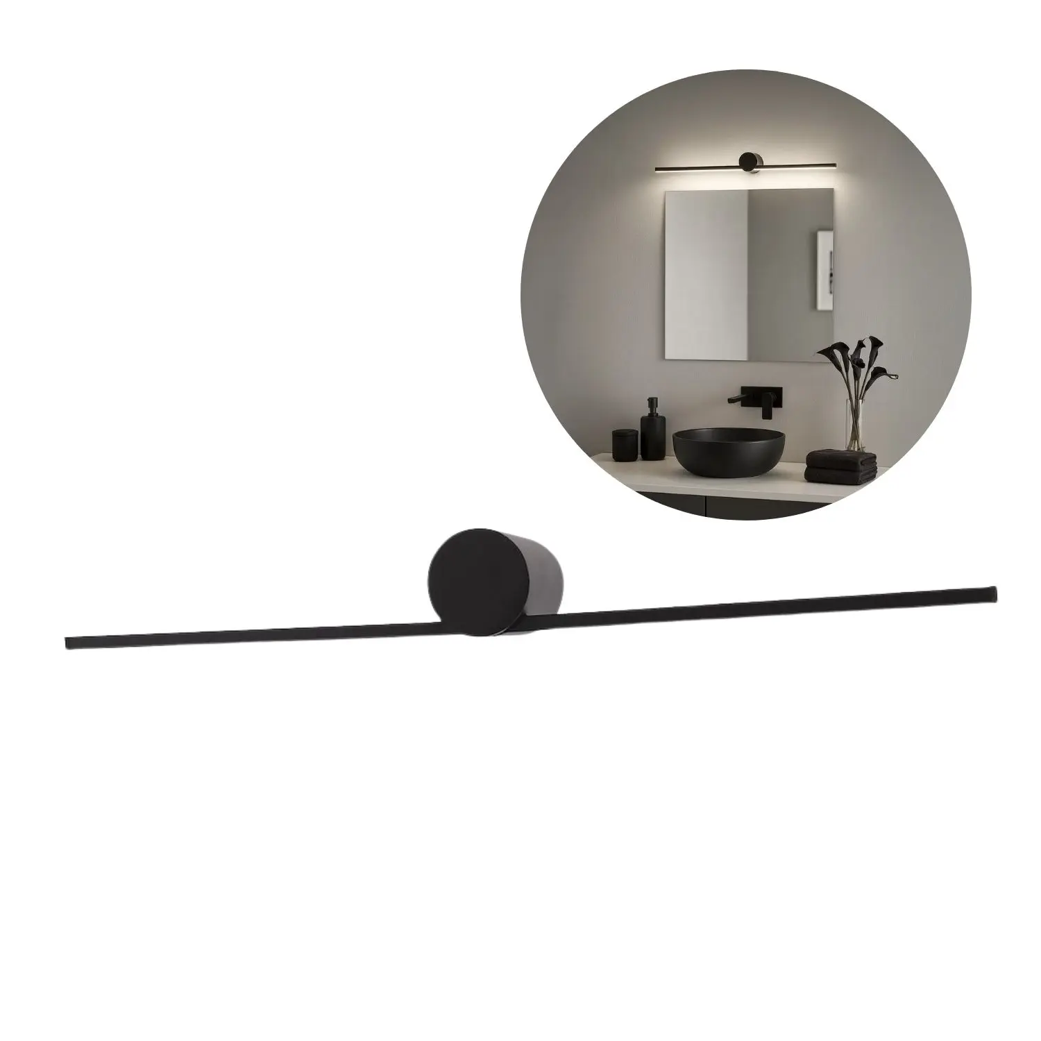 Spegelarmatur | 60cm | 4000K | 670lm | 9W | IP44 | ARTIST | Svart