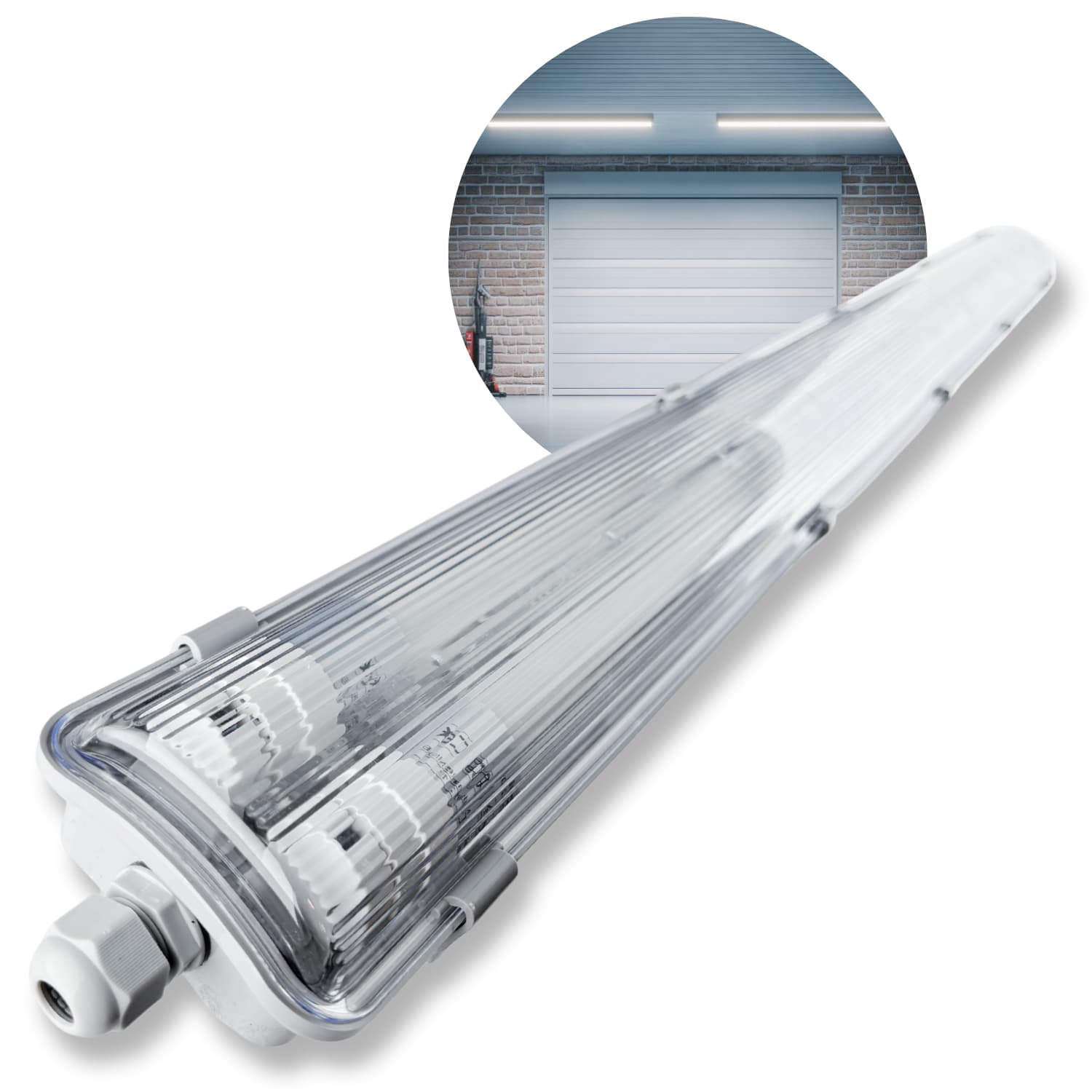 LED Industriarmatur 120cm | D-Märkt | 2x18W | 5000K | T8 | Dubbel LED Ljusrör