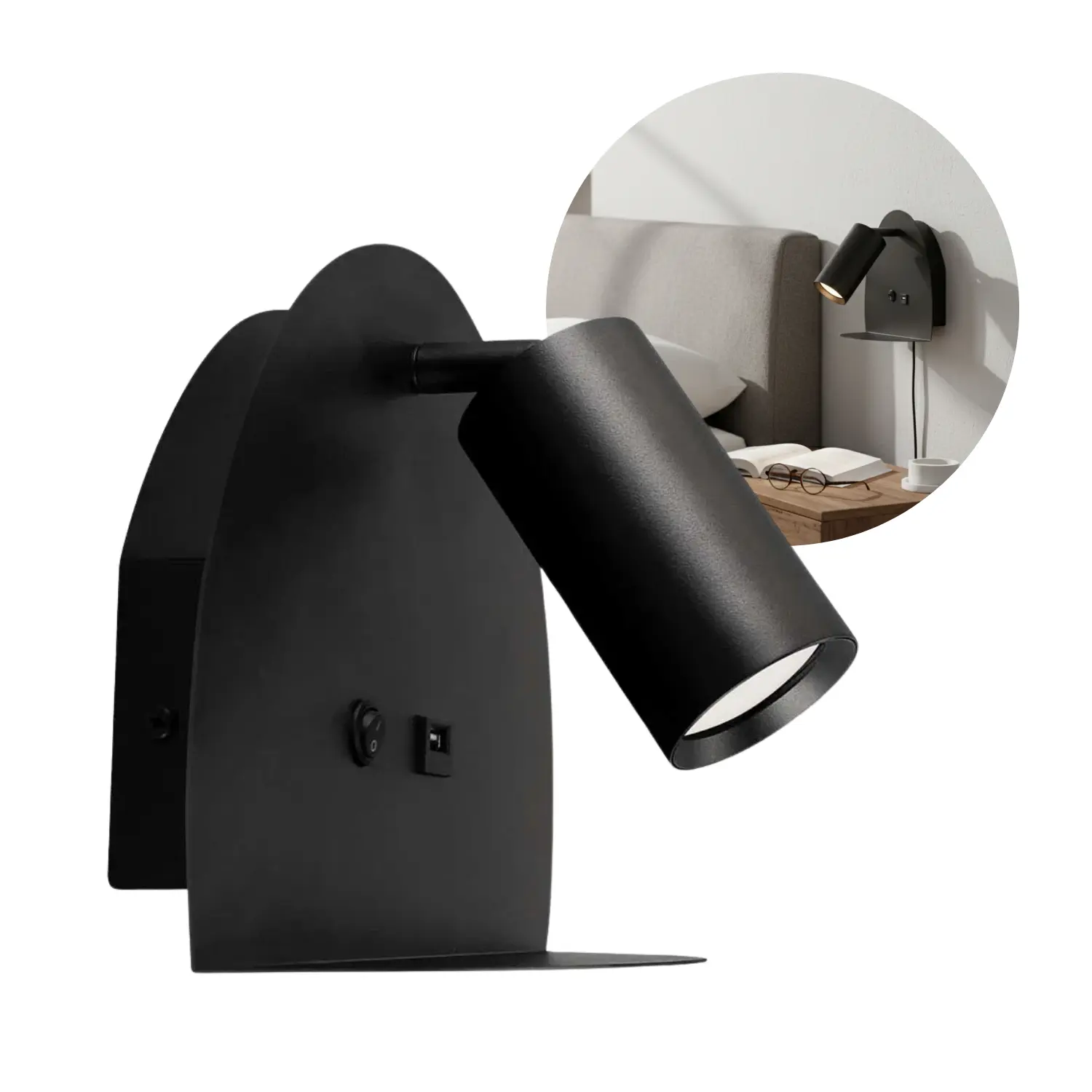 Sengelampe med USB - GU10 - Sort