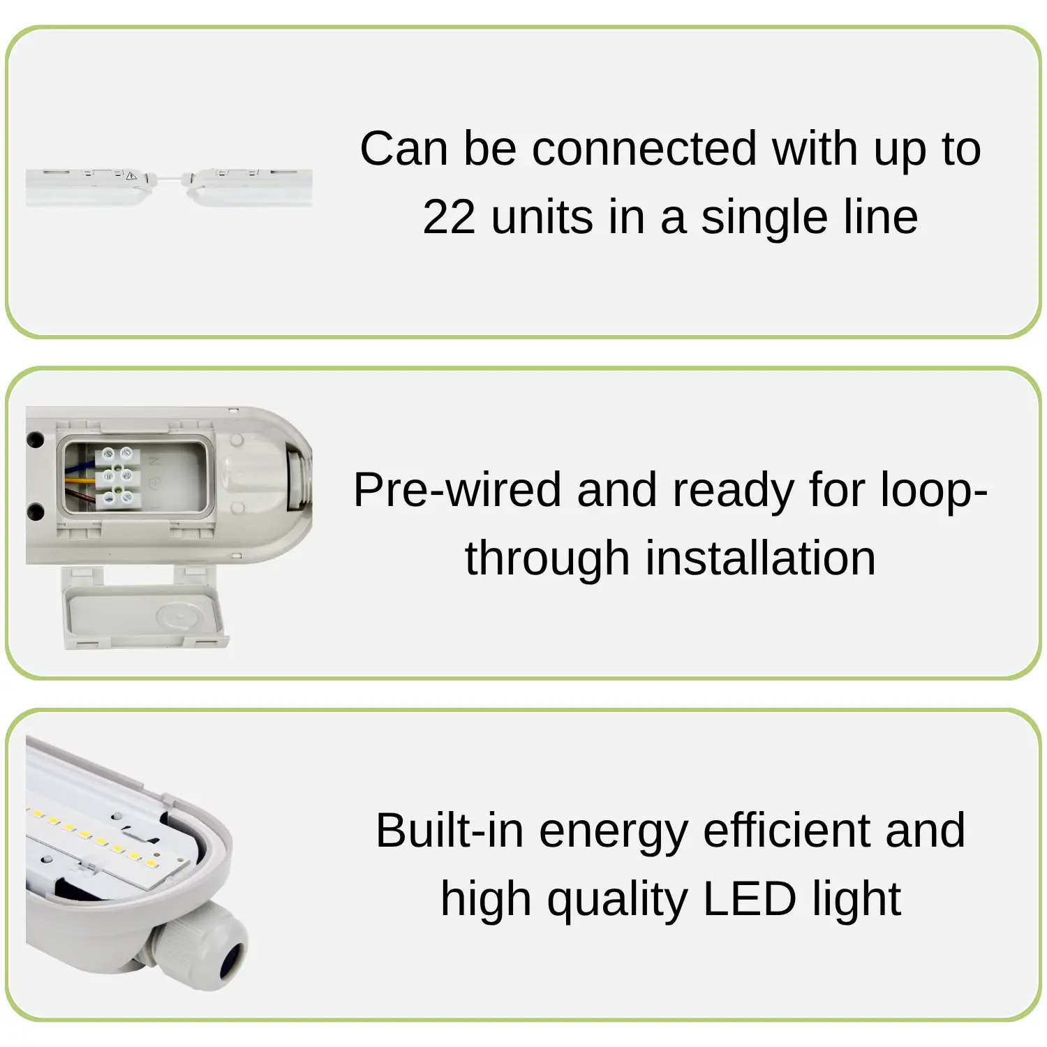 LED Armatur 120cm LINKER 40W med inbyggt LED ljus, förtrådad för vidarekoppling och möjlighet att seriekoppla upp till 22 enheter.