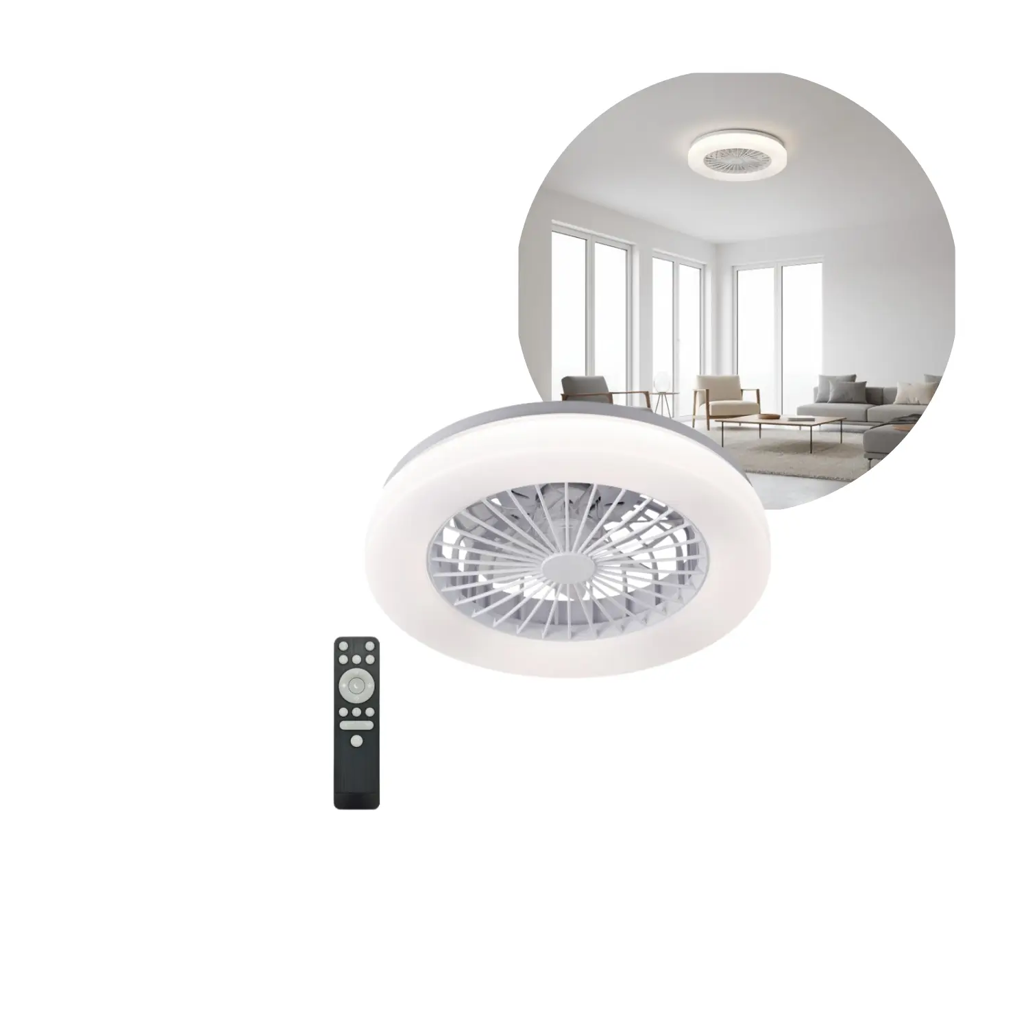 LED-taklampa med fläkt | 3000–6500K | 1550 lm | 24W | Vit