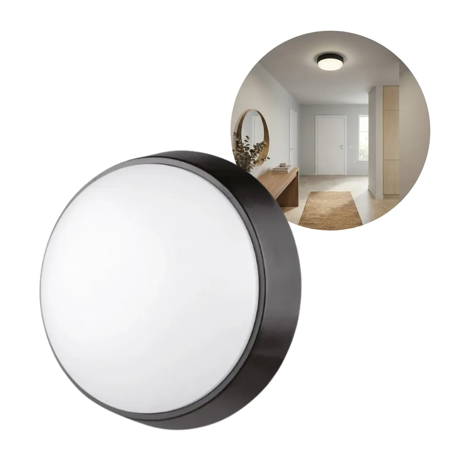 LED Plafond lampe | Sort | Ø215 | IP54 | 4000K