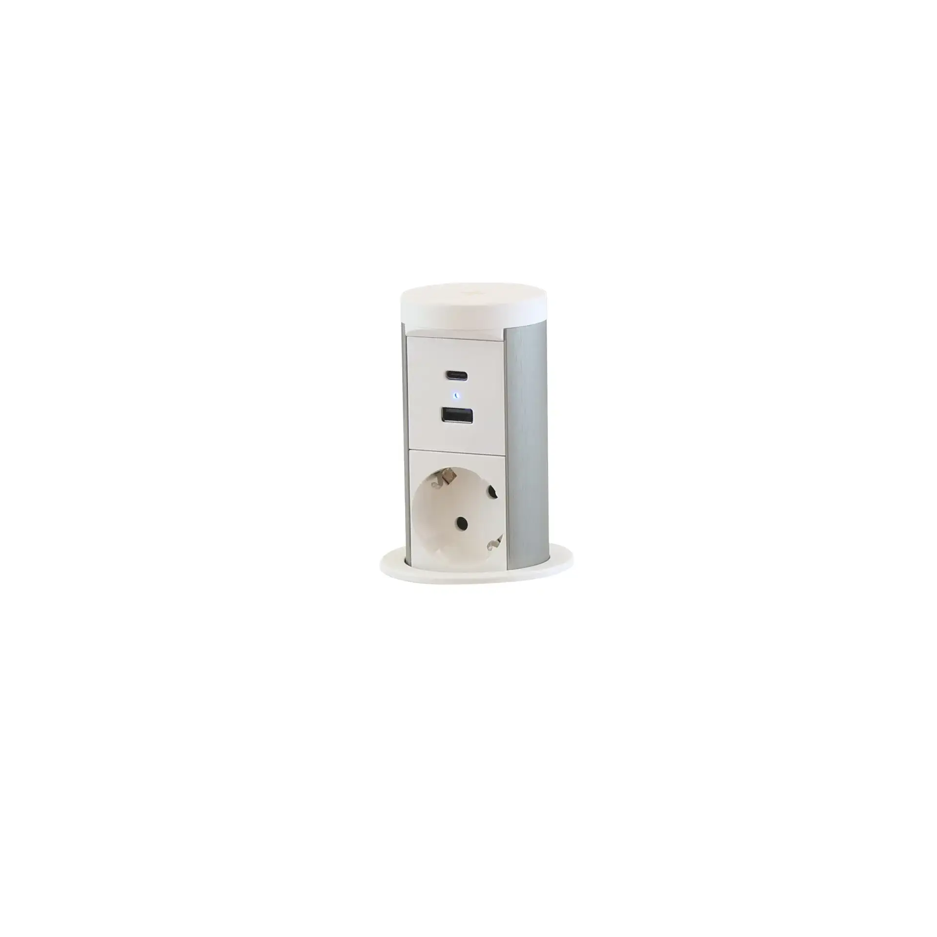 Pop-Up 1 Steckdose | mit USB A+C &amp; QI-Ladung | 3680W | Weiß