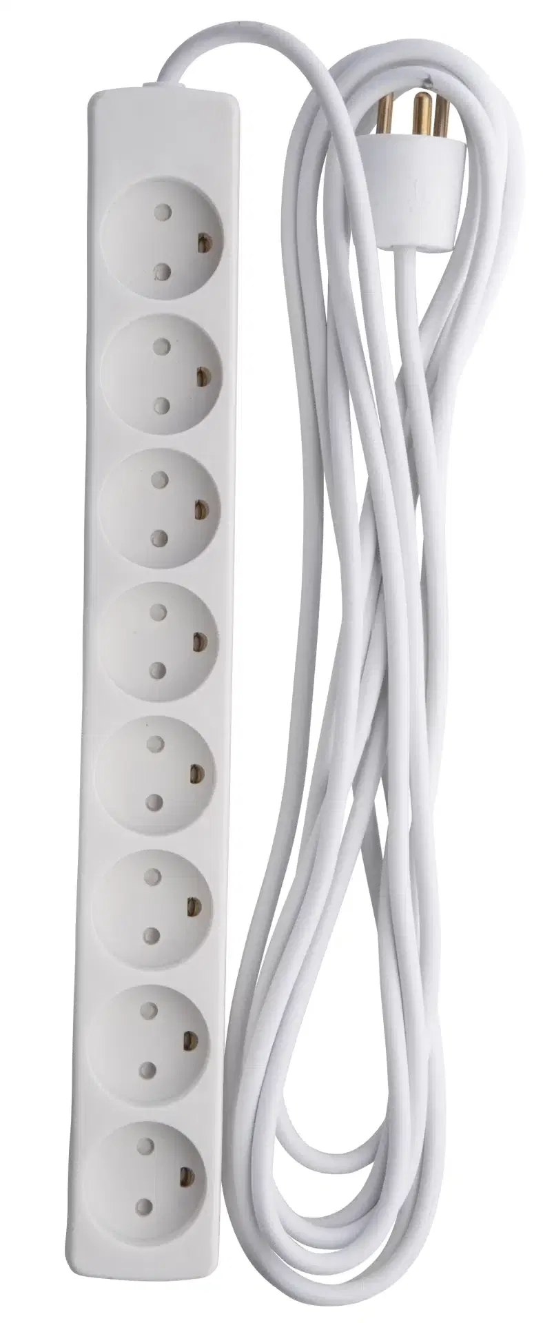 Stekkerdoos met randaarde | 8-voudig | 5 m | Wit