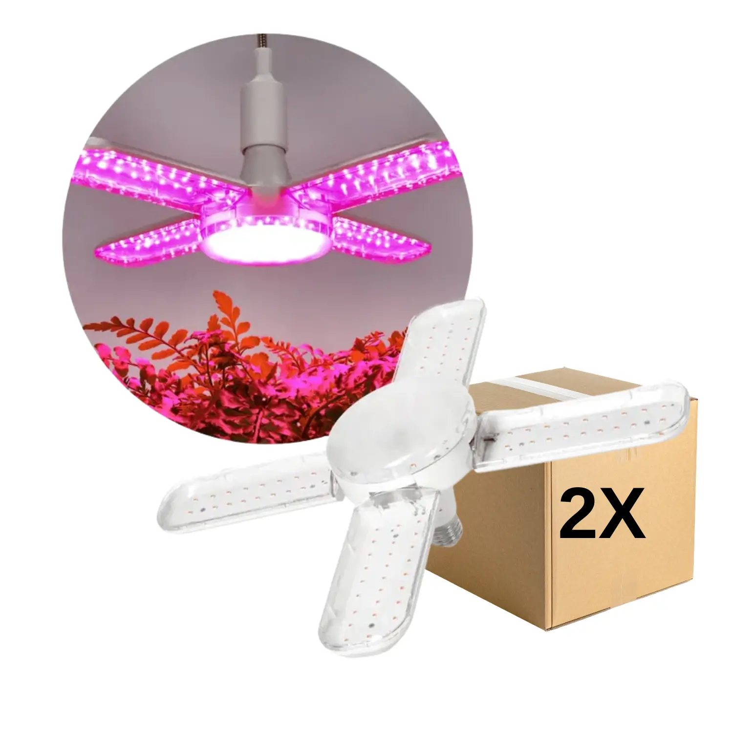 LED Grolys Glödlampa E27 | 2-pack | 59 PPF | 40W | PLANTY | Vit