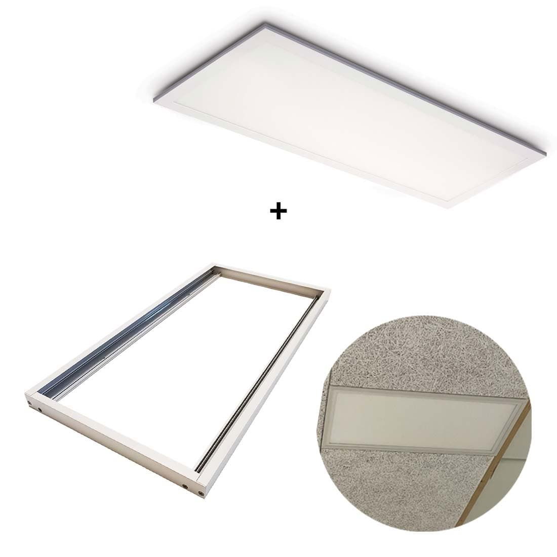 Billede af LED Panel 30x60 - Inkl. Ramme til Troldtekt - 1 stk - 4000K - 3000 lm - 28W