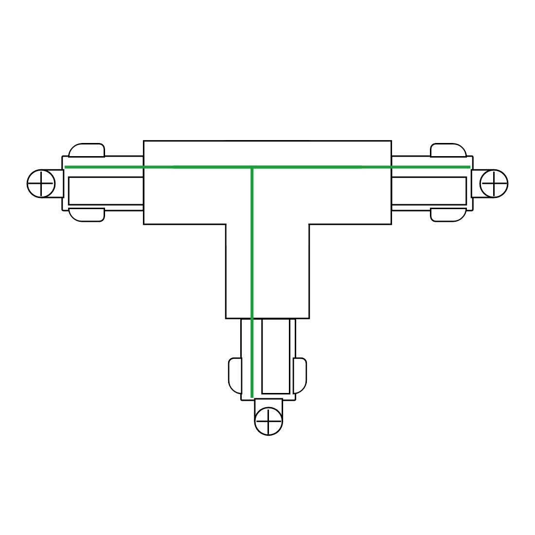 Square T-Stykke | Jord til venstre | 1-Faset Square T-Stykke | Jord til venstre | 1-Faset