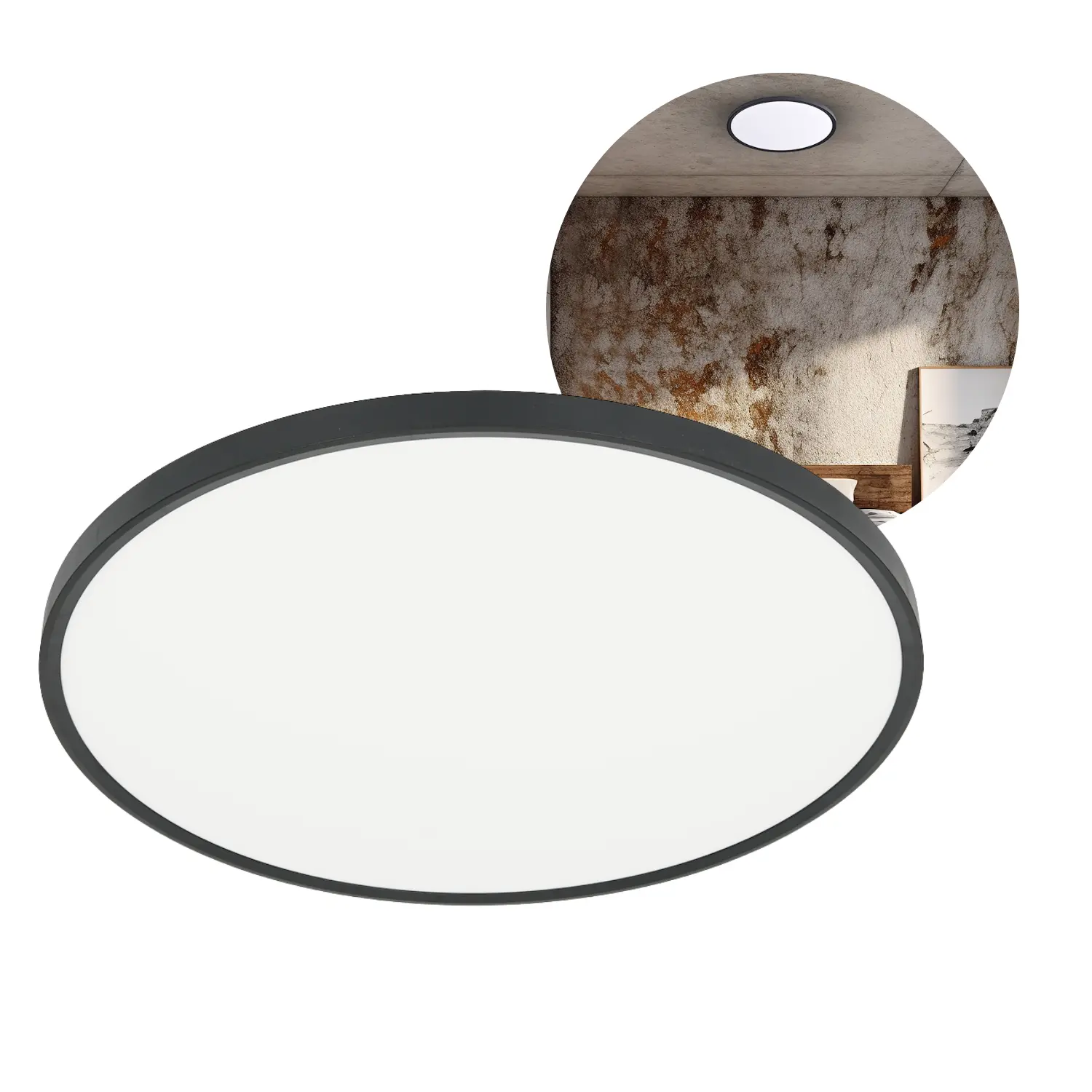 MAQ Plafond Lampe - Slim - Ø600mm - CCT - 5400lm - 50W - Sort